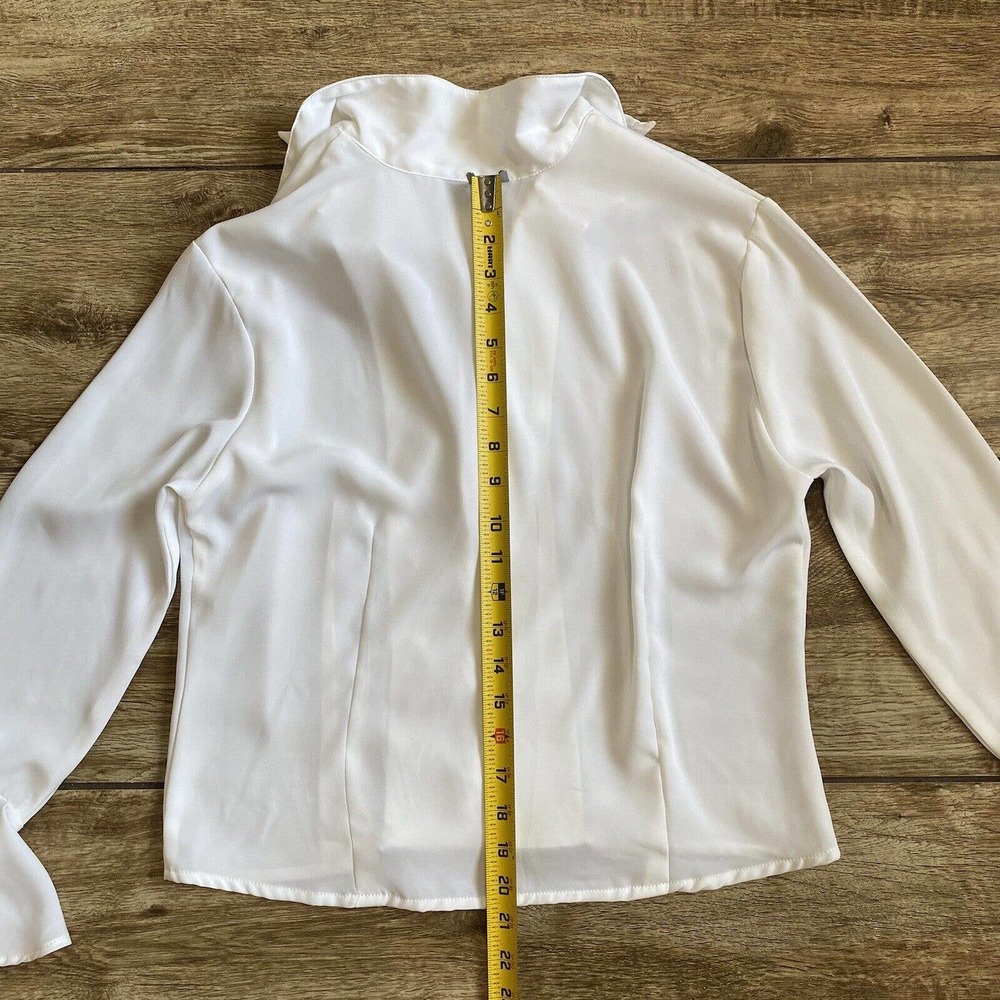 Vintage Ruffle White Blouse Top Ultra-Sexy Hippie Retro size 8 - Picture 7 of 15